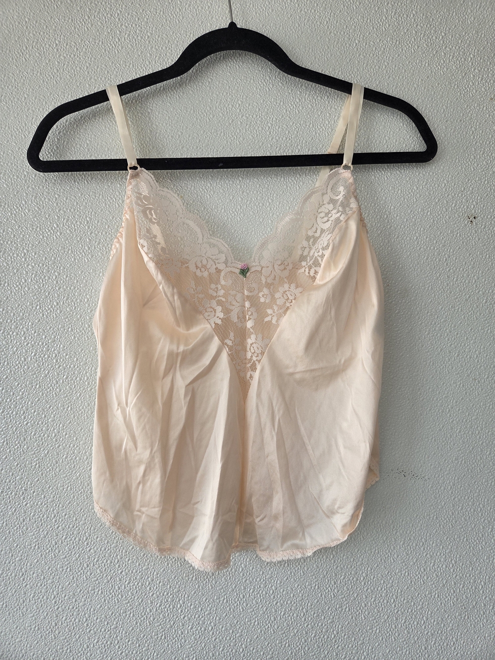 Vintage Silky Lace Trim Cami Tank Top in Blush